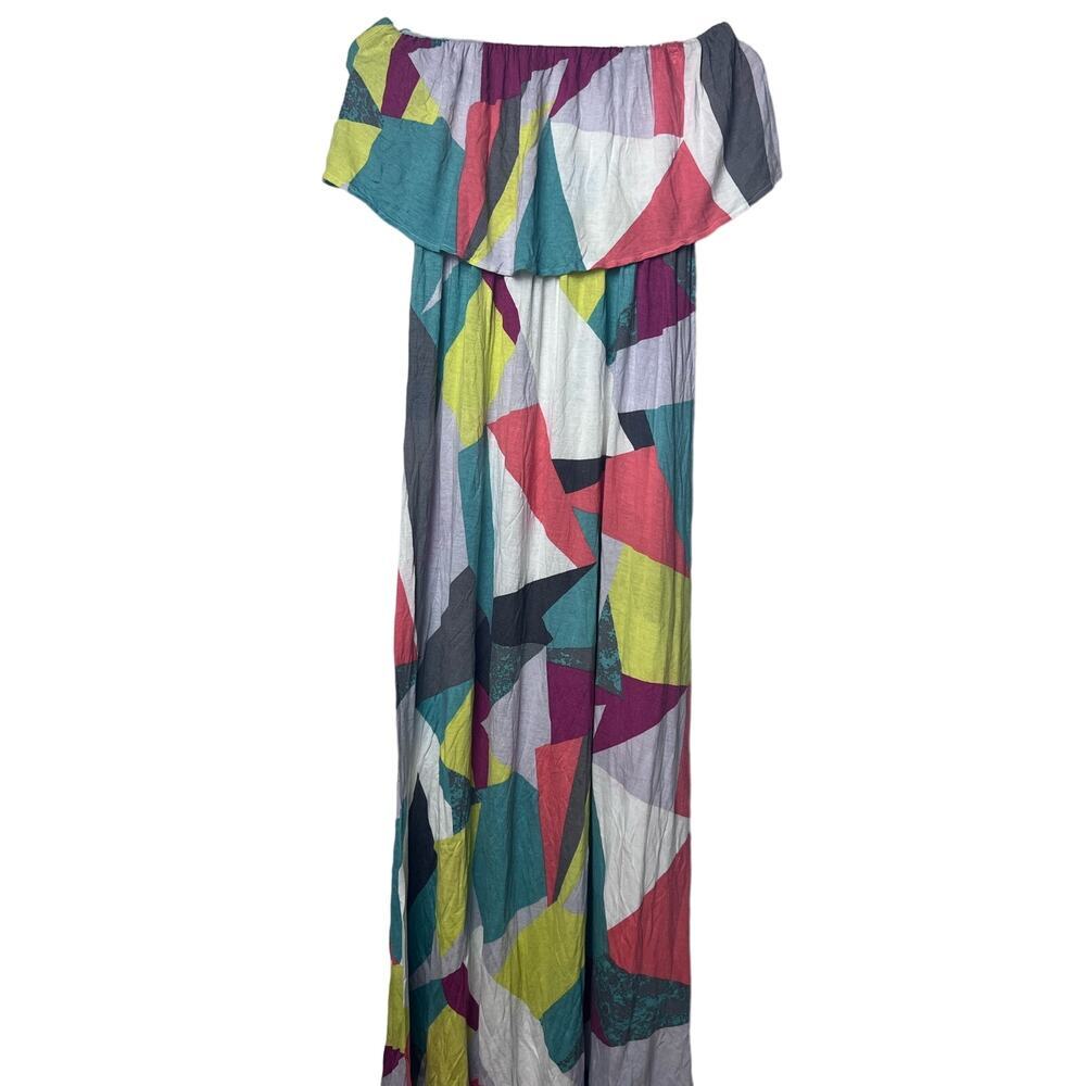 Pacsun x Seneca Rising Geometric Colorful Maxi Dress Strapless Size S
